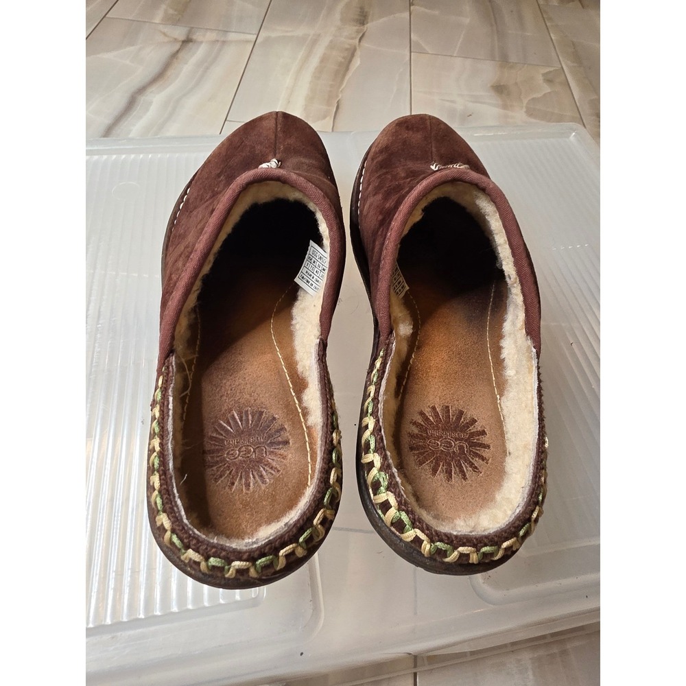 UGG Australia Nightengale Suede Sheepskin Clogs Mules Brown‎ 5177 Womens 9 - Picture 13 of 16